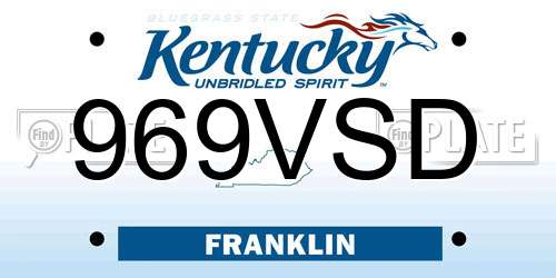 969VSD Kentucky License Plate