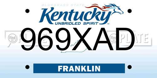 969XAD Kentucky License Plate