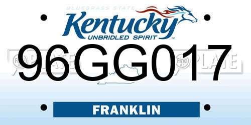 96GG017 Kentucky License Plate