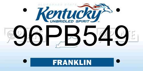 96PB549 Kentucky License Plate