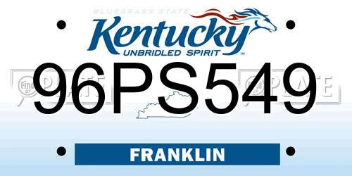 96PS549 Kentucky License Plate