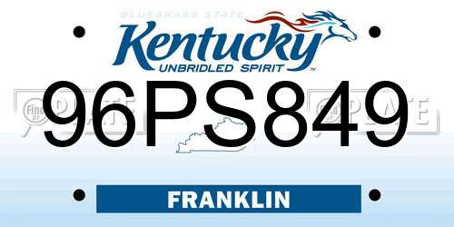 96PS849 Kentucky License Plate