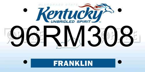 96RM308 Kentucky License Plate