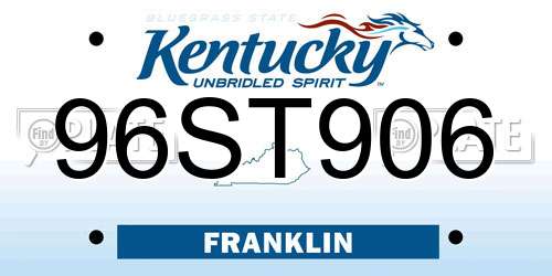 96ST906 Kentucky License Plate