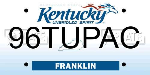 96TUPAC Kentucky License Plate