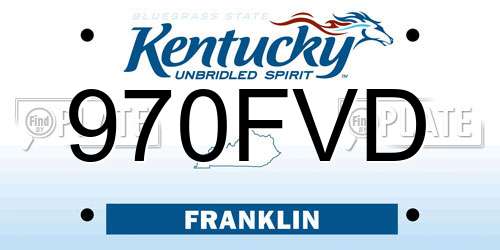 970FVD Kentucky License Plate