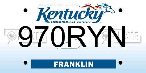 970RYN Kentucky License Plate