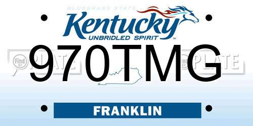 970TMG Kentucky License Plate