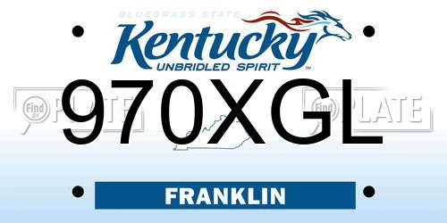 970XGL Kentucky License Plate