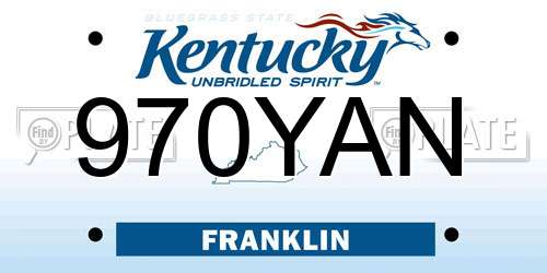 970YAN Kentucky License Plate