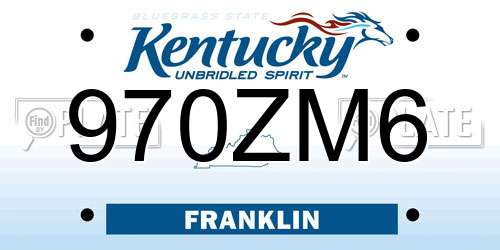 970ZM6 Kentucky License Plate