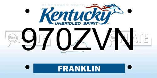 970ZVN Kentucky License Plate