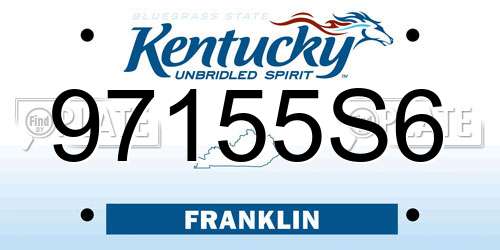 97155S6 Kentucky License Plate