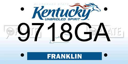 9718GA Kentucky License Plate