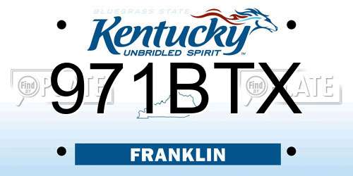 971BTX Kentucky License Plate