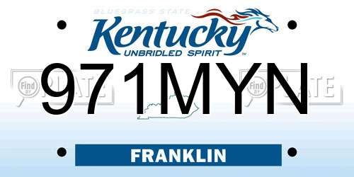 971MYN Kentucky License Plate