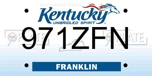 971ZFN Kentucky License Plate