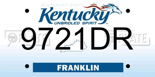 9721DR Kentucky License Plate