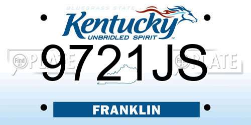 9721JS Kentucky License Plate