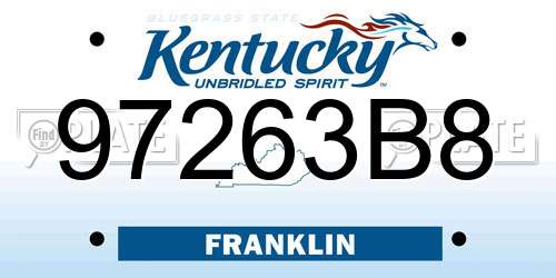 97263B8 Kentucky License Plate