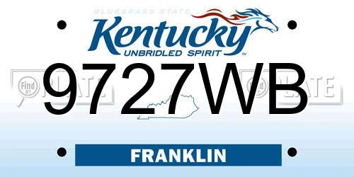 9727WB Kentucky License Plate