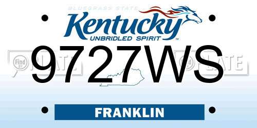 9727WS Kentucky License Plate
