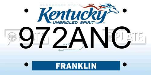 972ANC Kentucky License Plate