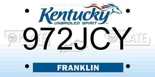 972JCY Kentucky License Plate