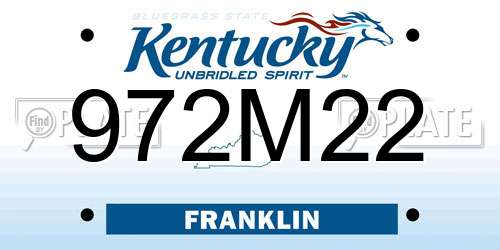 972M22 Kentucky License Plate