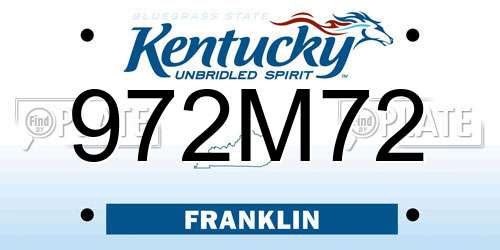 972M72 Kentucky License Plate