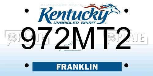 972MT2 Kentucky License Plate