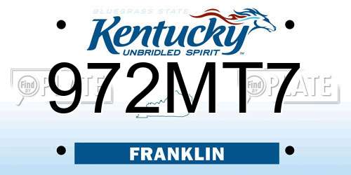 972MT7 Kentucky License Plate