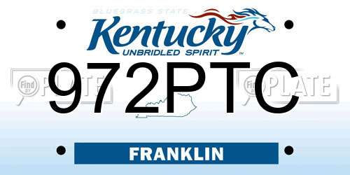 972PTC Kentucky License Plate
