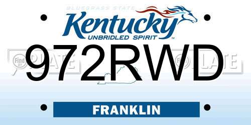 972RWD Kentucky License Plate