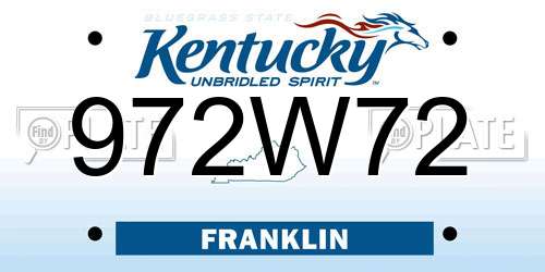972W72 Kentucky License Plate