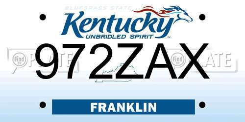 972ZAX Kentucky License Plate