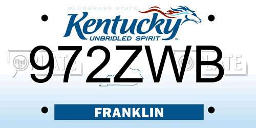 972ZWB Kentucky License Plate