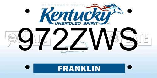 972ZWS Kentucky License Plate
