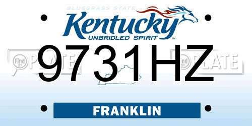 9731HZ Kentucky License Plate