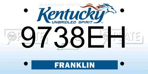 9738EH Kentucky License Plate