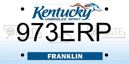 973ERP Kentucky License Plate
