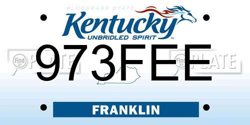 973FEE Kentucky License Plate