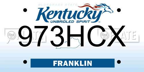 973HCX Kentucky License Plate