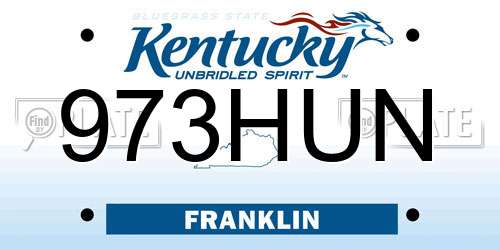 973HUN Kentucky License Plate
