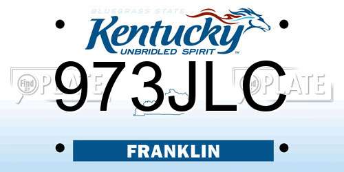 973JLC Kentucky License Plate