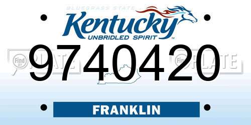 9740420 Kentucky License Plate