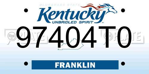 97404T0 Kentucky License Plate