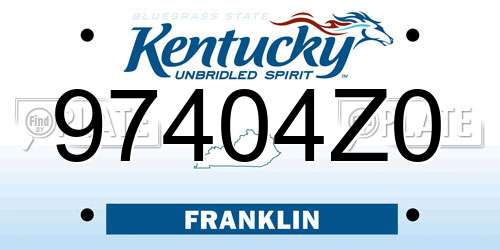 97404Z0 Kentucky License Plate