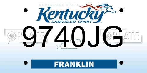 9740JG Kentucky License Plate