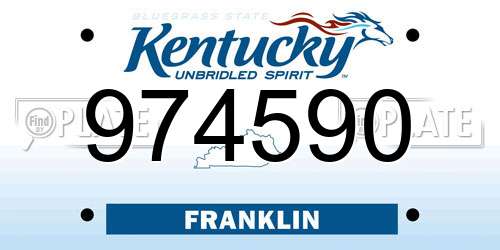 974590 Kentucky License Plate